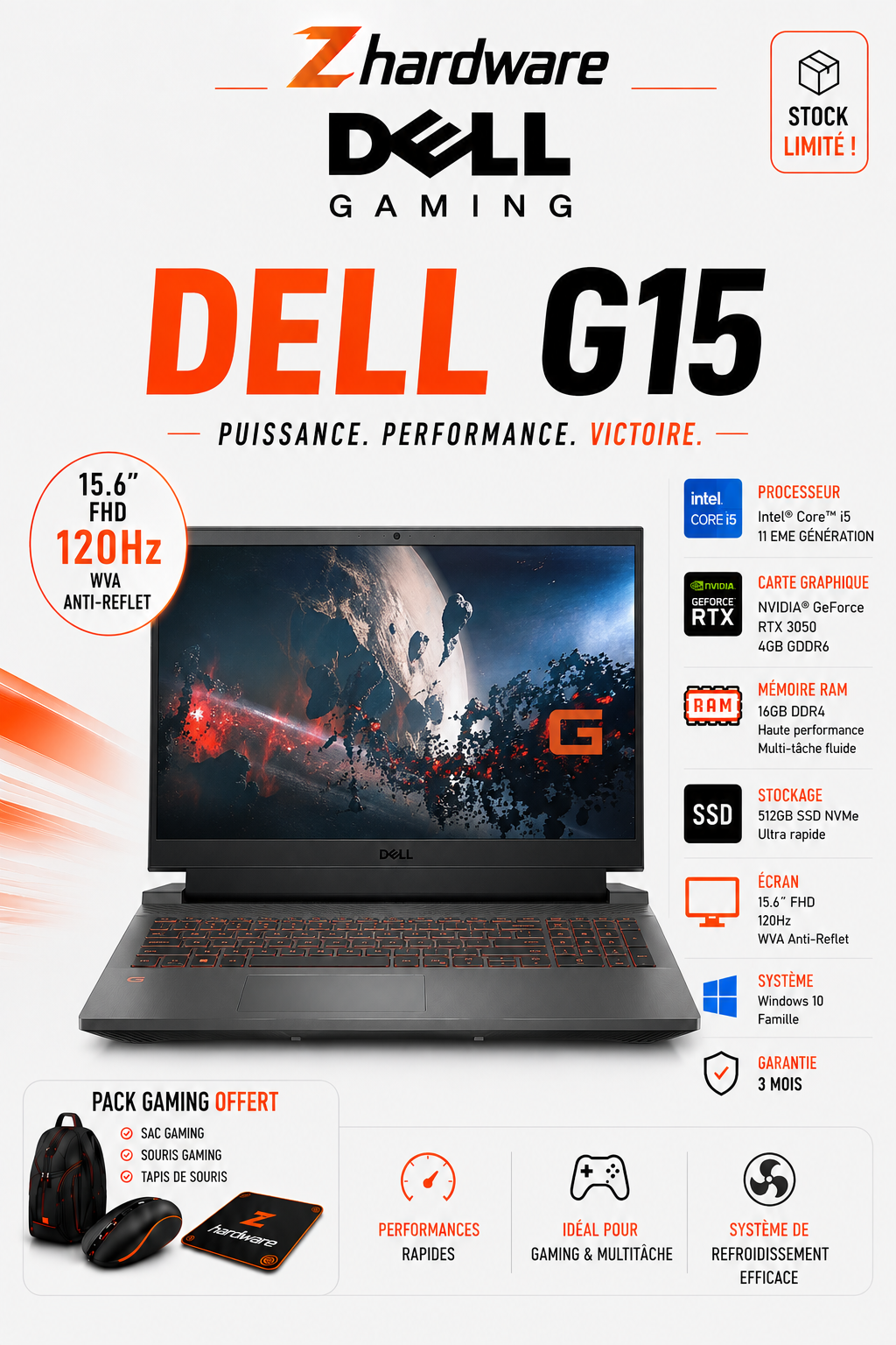 Dell G15 Intel Core i5-11 EME RAM 16GB SSD 512GB RTX3050