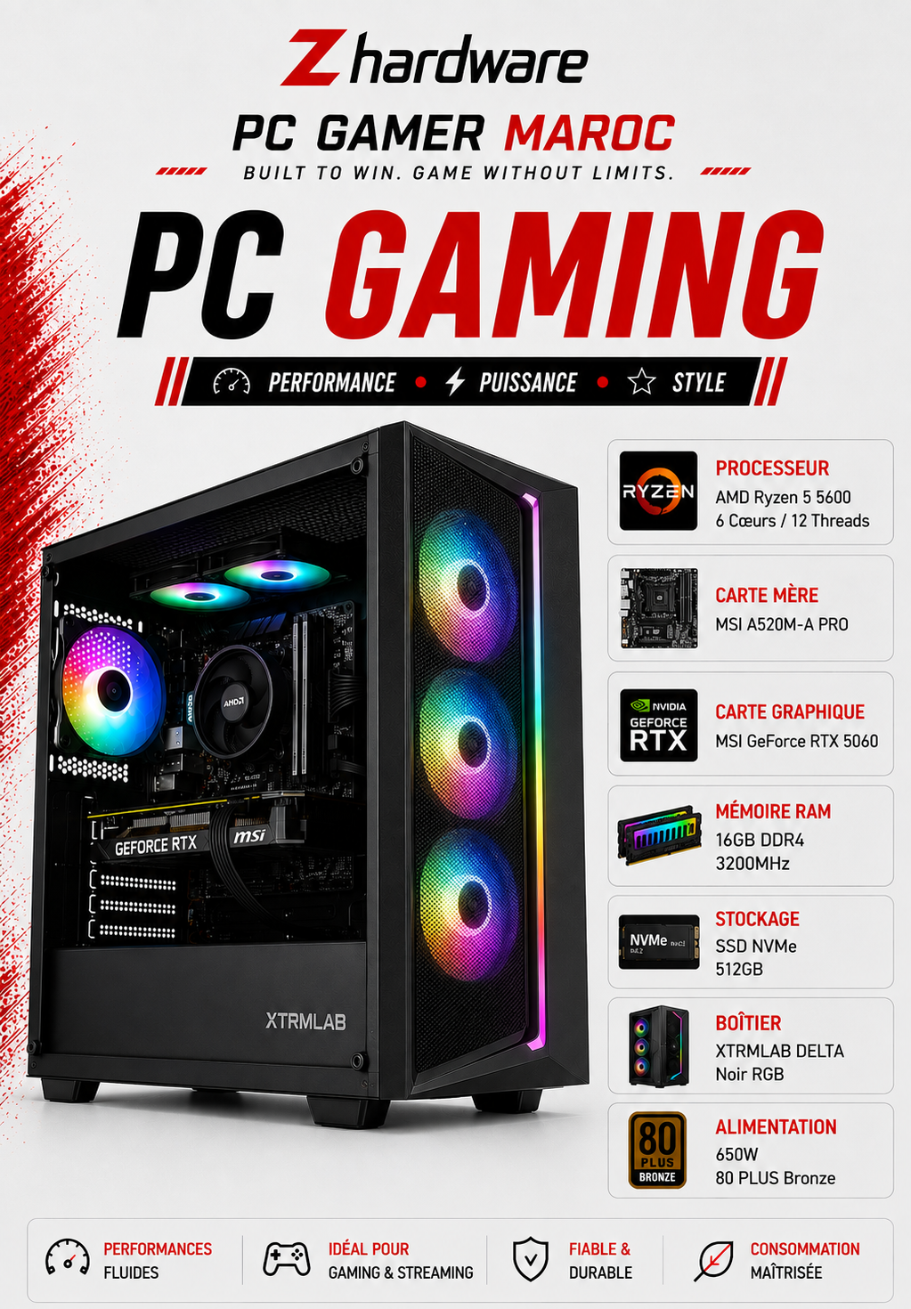 PC Gamer Ryzen 5 5600/16GB/512GB SSD/RTX 5060 8GB