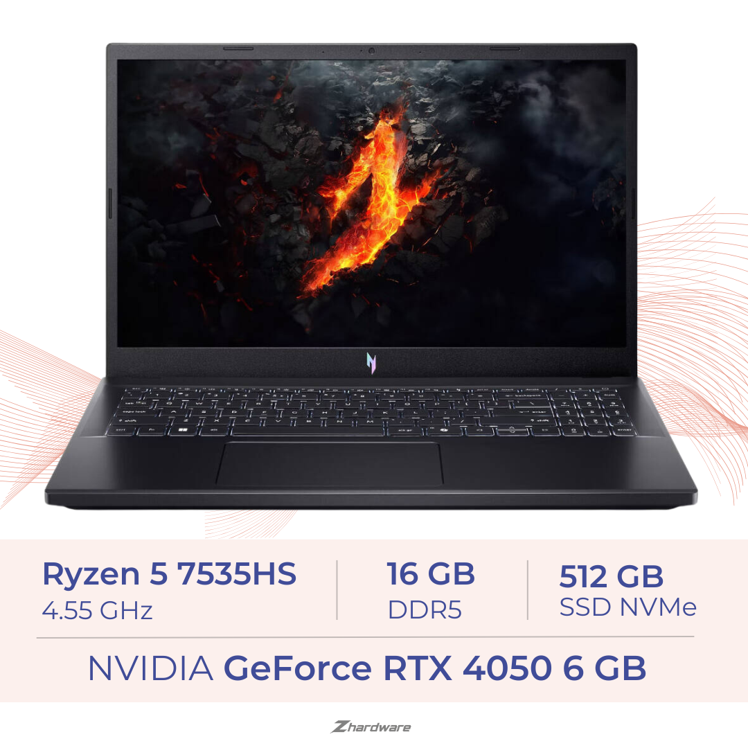ACER Nitro ANV15-41 Ryzen 5 7535HS 16GB DDR5 512GoSSD NVIDIA GeForce RTX 4050 15.6 » FHD IPS 144Hz