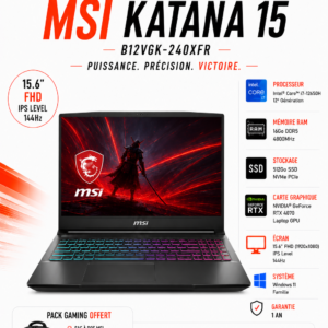 MSI Katana 15 B12VGK-240XFR Intel Core i7-12650H 16 Go 512 Go / SSD RTX 4070 Laptop GPU