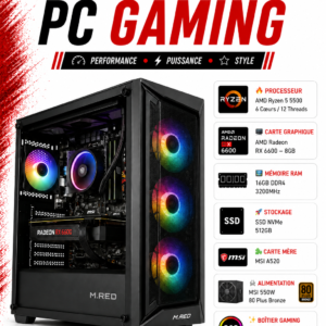 PC  Gamer Ryzen 5 5500 / RX 6600 8GB / 16GB DDR4 / 512GB