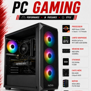 PC Gamer AMD Ryzen 5 5500 / RTX 3050 6GB / 8GB DDR4 / 512GB SSD