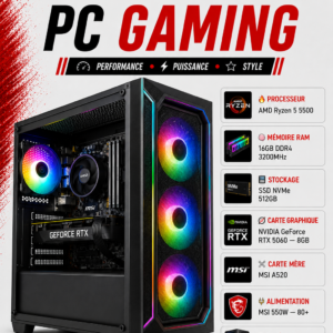 PC Gamer Ryzen 5 5500 / RTX 5060 8GB / 512GB SSD