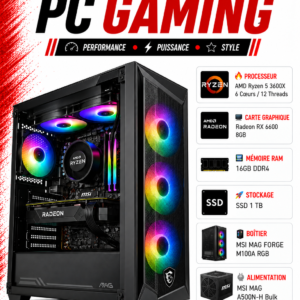 PC Gamer Ryzen 5 3600X /  RX 6600 8GB / 16GB DDR4 / SSD 1 TB