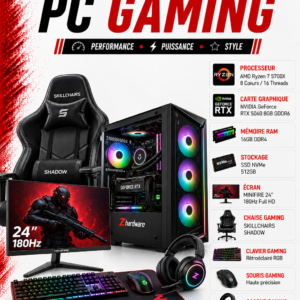 PC Gamer Ryzen 7 5700X / RTX 5060 8GB / 16GB DDR4 / 512 SSD / MINIFIRE 24" – 180Hz
