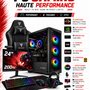 PC Gamer Ryzen 7 5700X / 16GB DDR4 / RTX 5070 / 1TB SSD / MINIFIRE 24" / 200Hz
