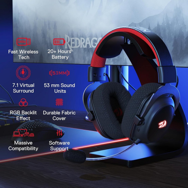 Redragon H510 PRO Zeus-X RGB Wireless Gaming Headset - Image 2