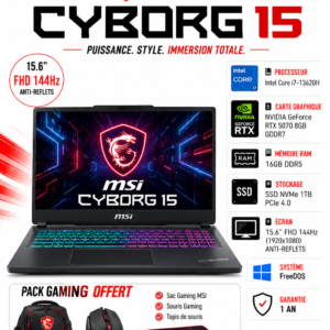 MSI CYBORG 15 Intel Core i7-13620H / RTX 5070 8GB GDDR7 / 16GB DDR5 / 1TB SSD