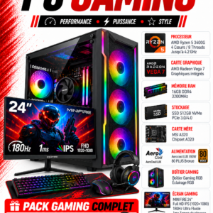 PC Gamer Ryzen 5 3400G / 16GB DDR4 / SSD 512GB / MINIFIRE 24