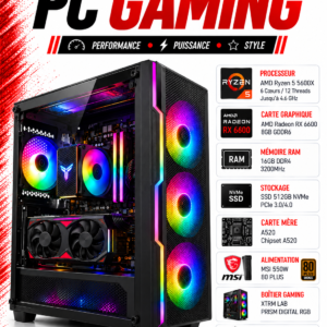 PC Gamer Ryzen 5 5600X / RX 6600 8GB / 16GB DDR4 / 512GB SSD